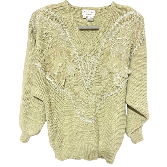 Vintage 80s Embellished Acrylic Mohair Sweater - Picture 1 of 13